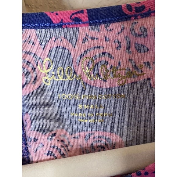 Lilly Pulitzer Marlowe Dress‎ Shift Elephant Print 3/4 Sleeve Casual Pink Blue S - Picture 3 of 5